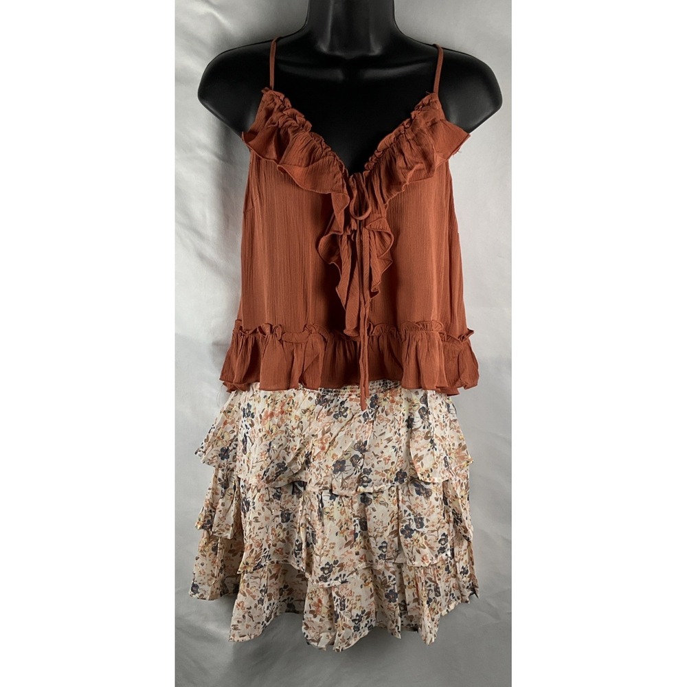 Illa Illa Women's Size Small Skirt & Top Tiered Truffled Smocked Waist  NWOT